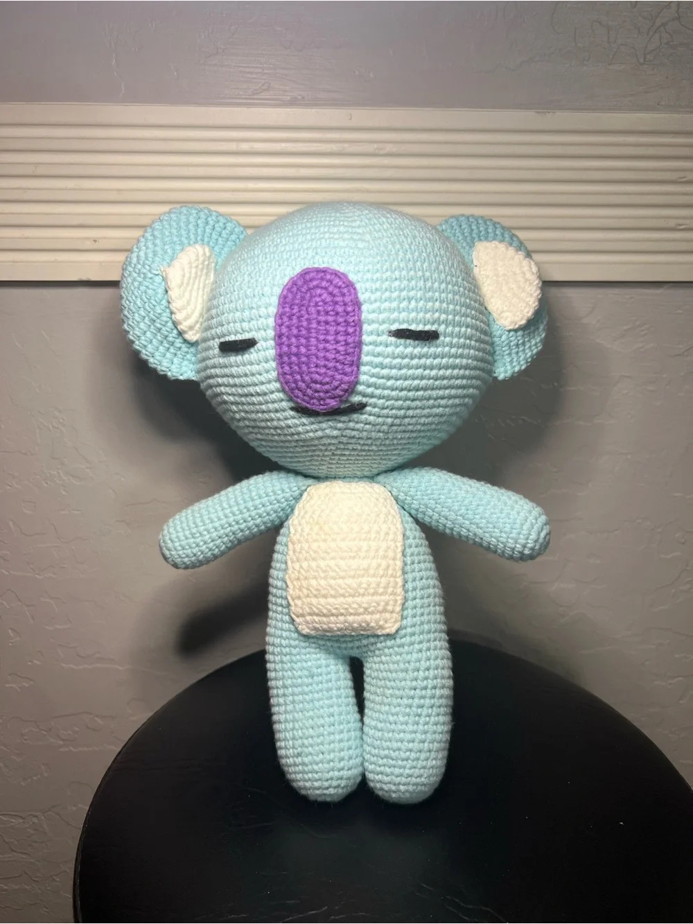 Plush Light Blue Koala Stuffed Toy with Purple Nose